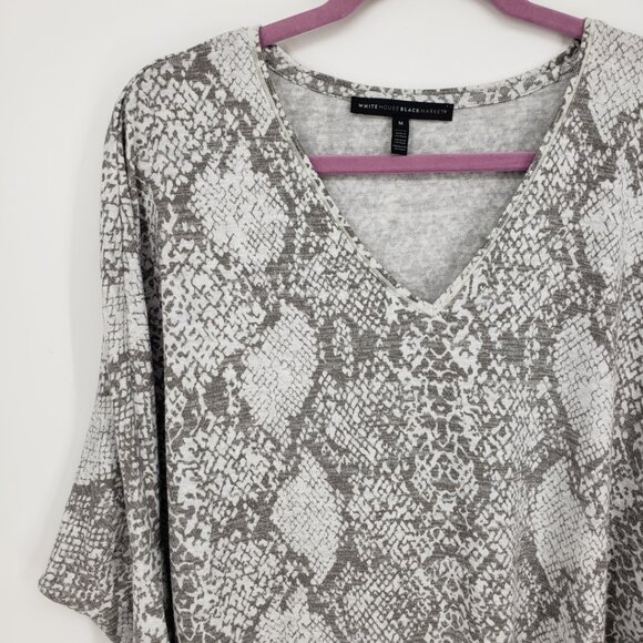 3/$25 White House Black Market Snake Skin Print Top M Relaxed Dolman Long Sleeve - Picture 4 of 9